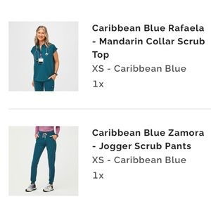 FIGS scrub set. Size XS. Regular Length. Color Caribbean blue